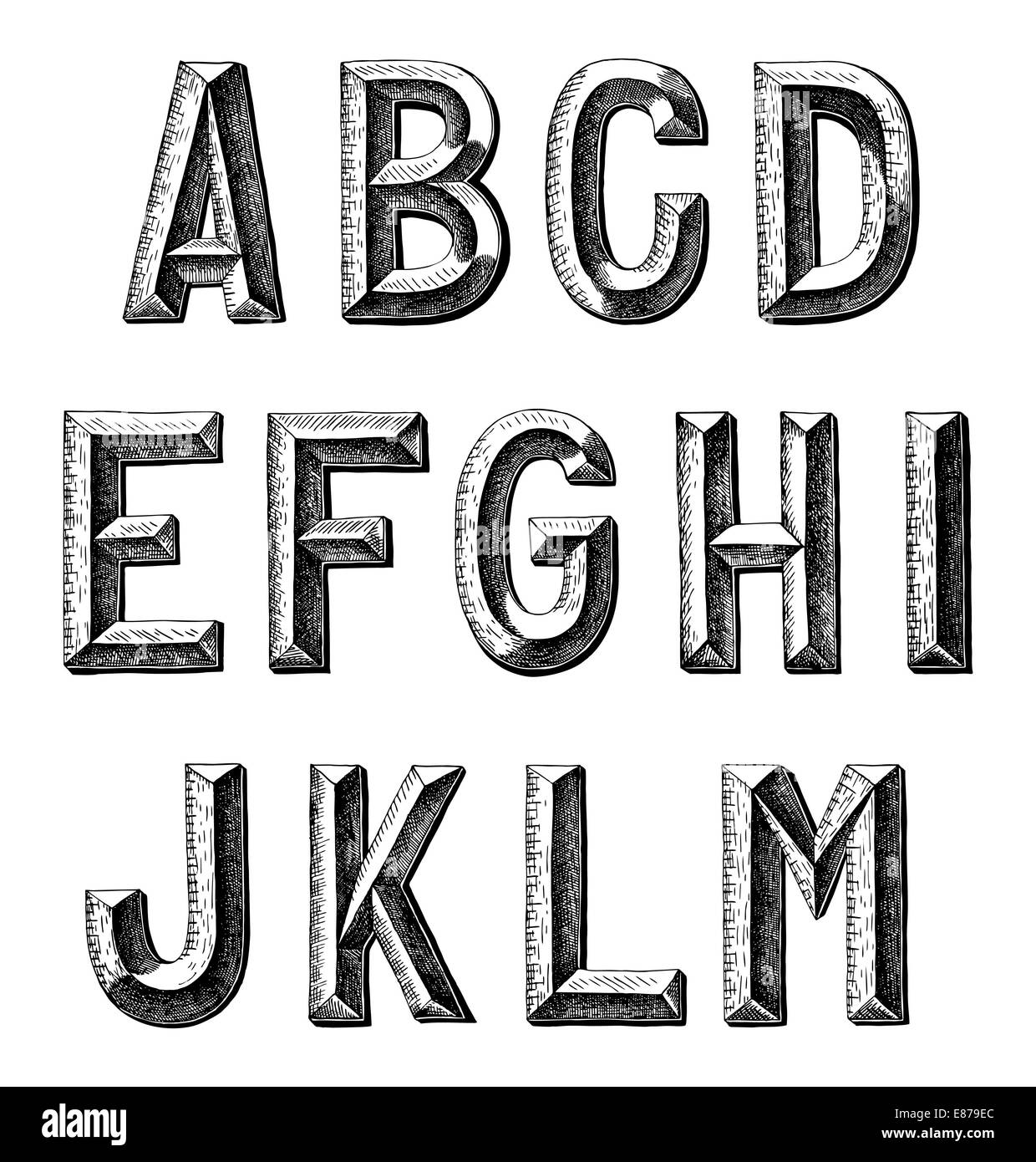 Sketch Hand Drawn Alphabet And Numbers Stock Vector