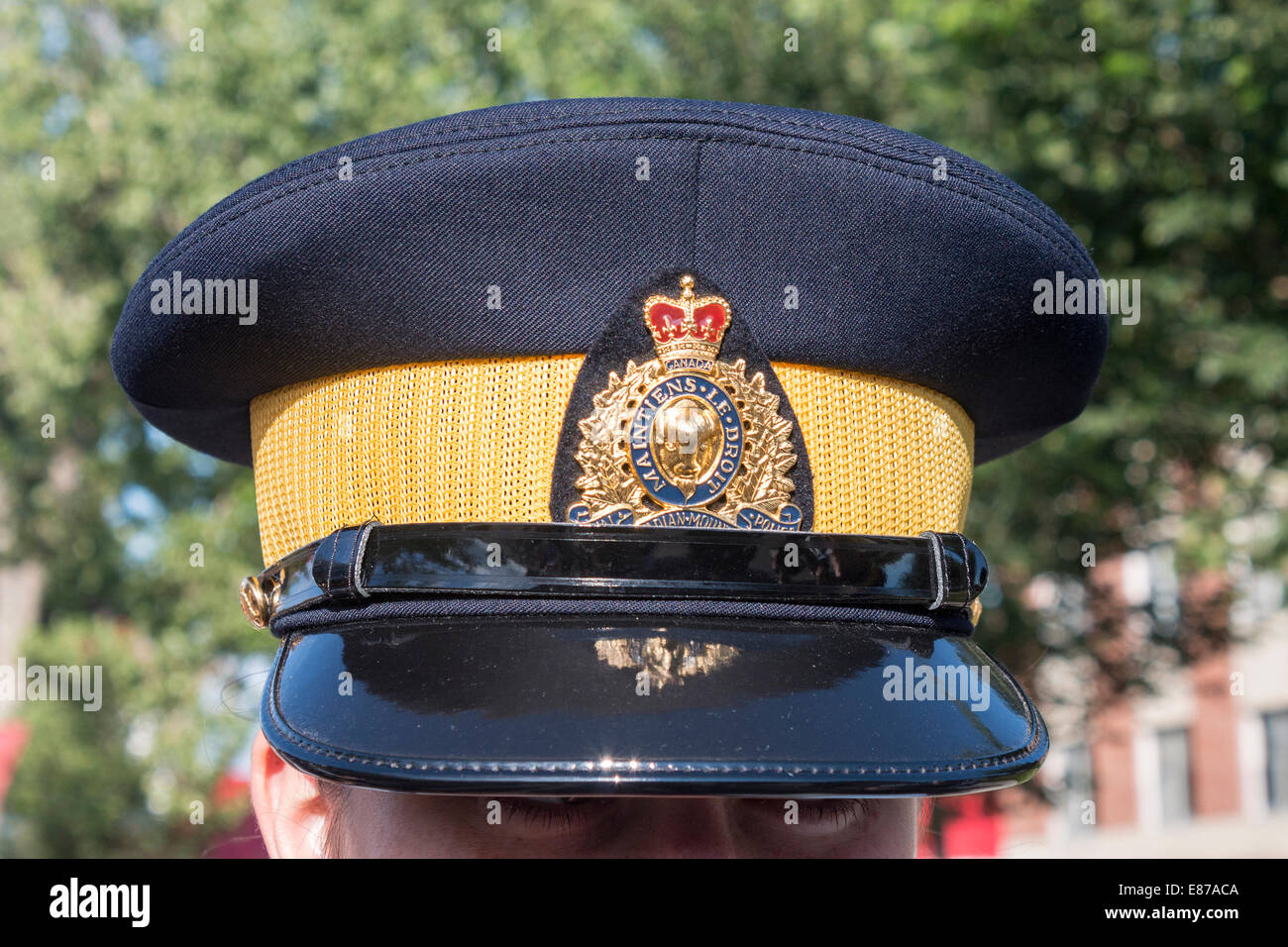 RCMP hat worn by Royal Canadian Mounted Police ('Mounties') when not wearing the traditional beige hat with formal red uniform. Stock Photo
