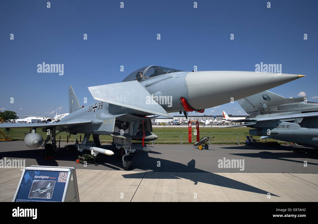 Schoenefeld, Germany, Euro Fighter Typhoon one of the Bundeswehr at the ILA 2014 Stock Photo