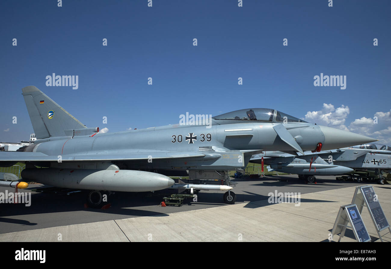 Schoenefeld, Germany, Euro Fighter Typhoon one of the Bundeswehr at the ILA 2014 Stock Photo