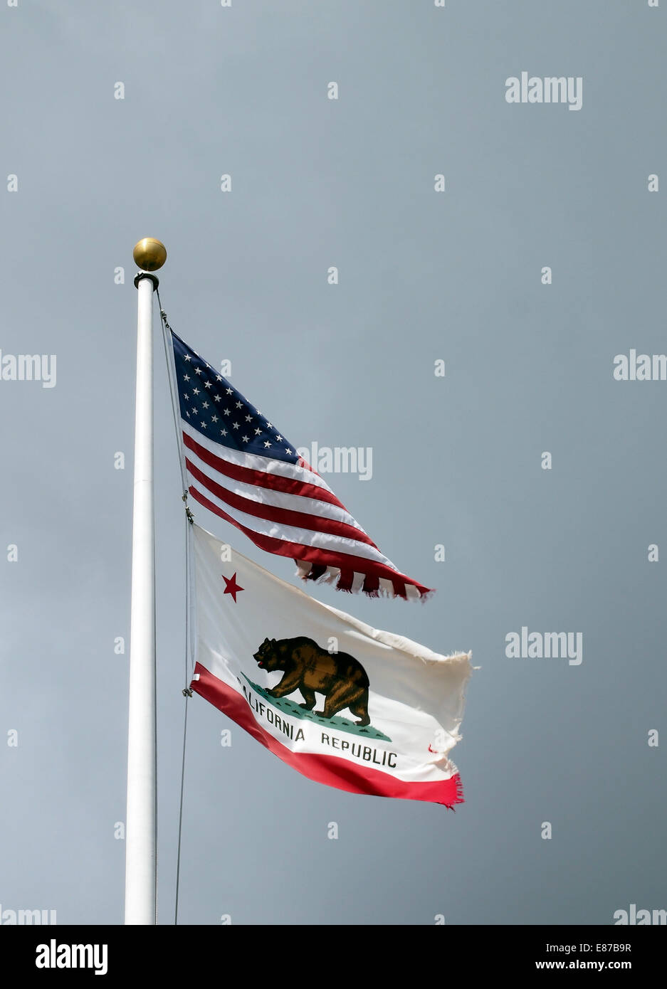 American & California State flags Stock Photo