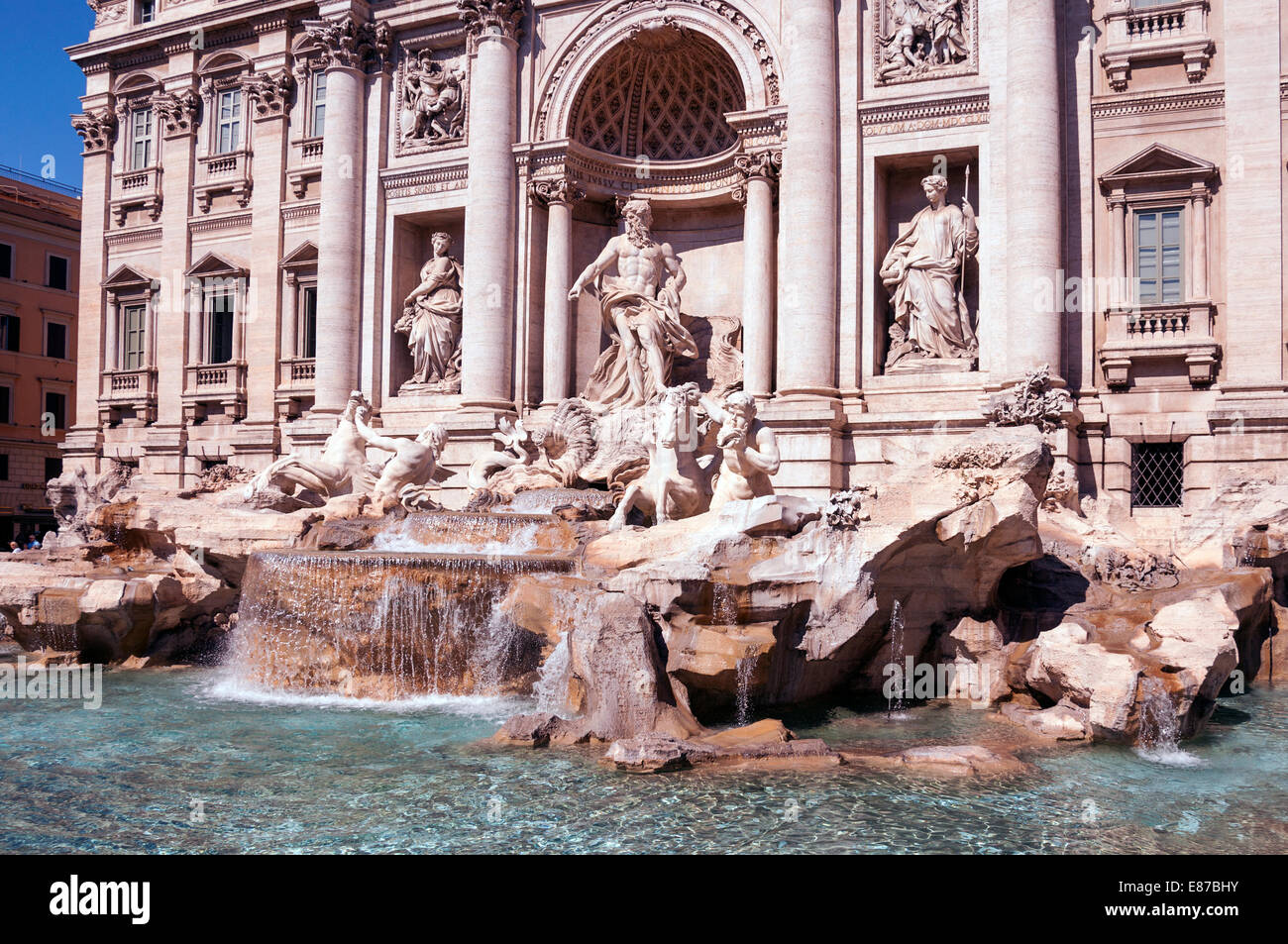 Trevi Fountain, the largest Baroque fountain, a landmark in Rome, Italy Stock Photo