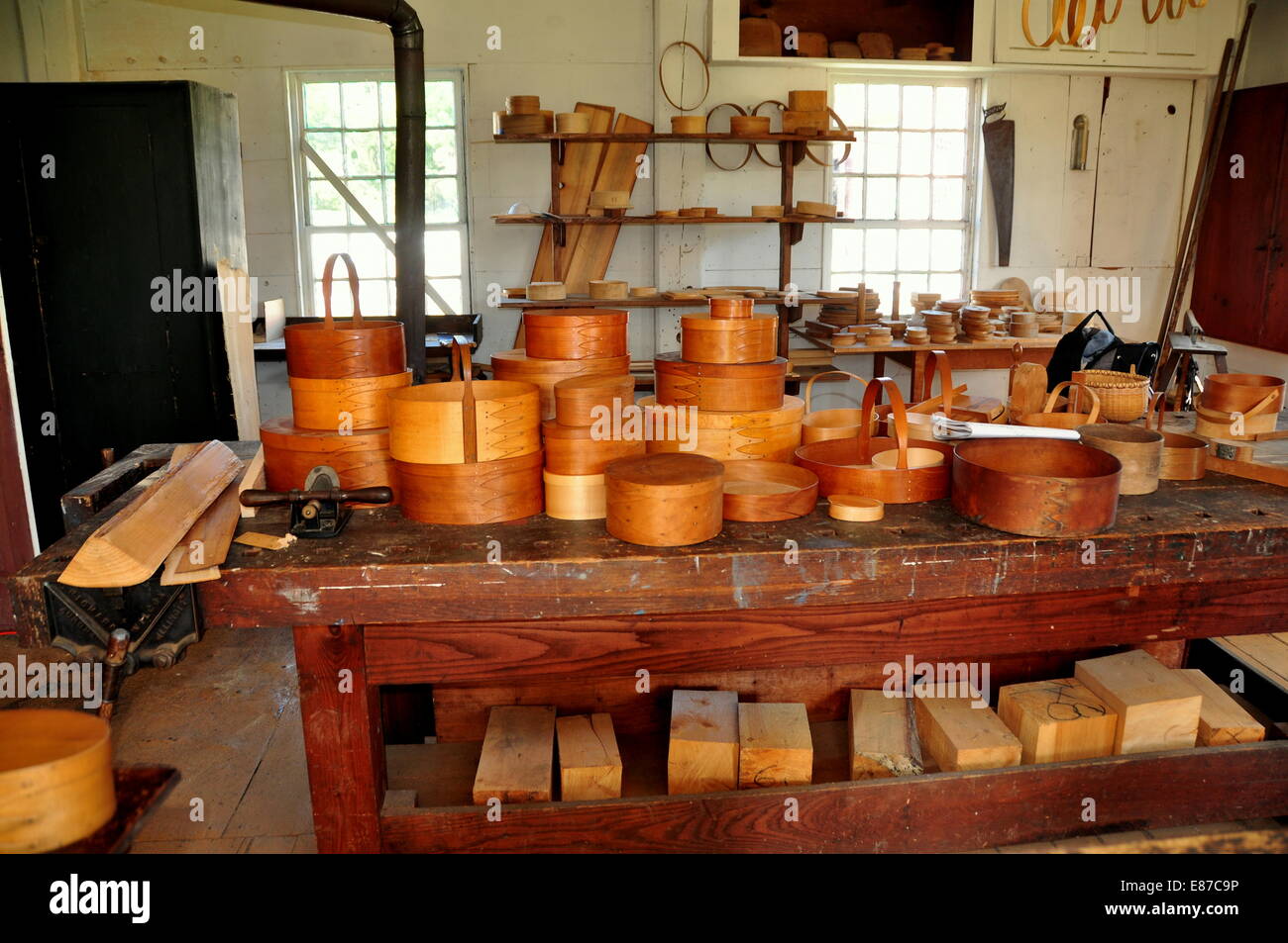 Hancock, Massachusetts Wooden boxes of varying sizes and shapes are