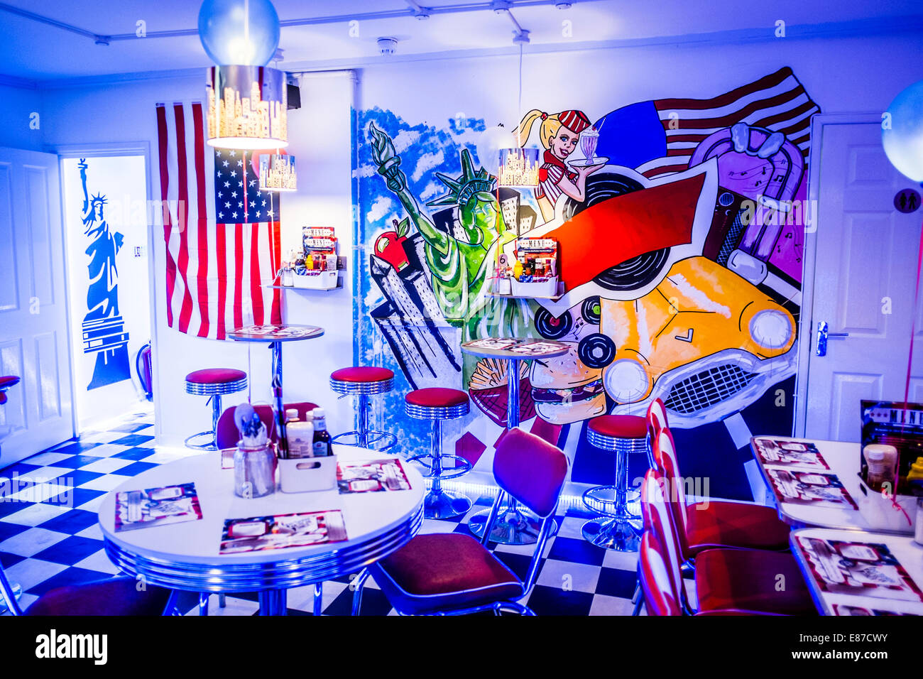 Interior Painted walls of "AberYankee" American Diner style themed