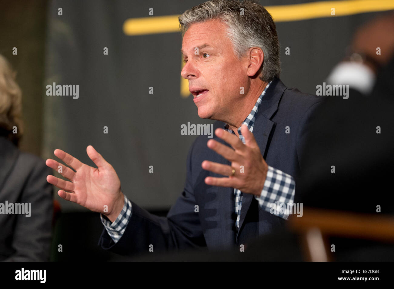 Former U.S. Ambassador to China and presidential candidate Jon M. Huntsman speaks at a panel during TribFest in Austin, Texas Stock Photo