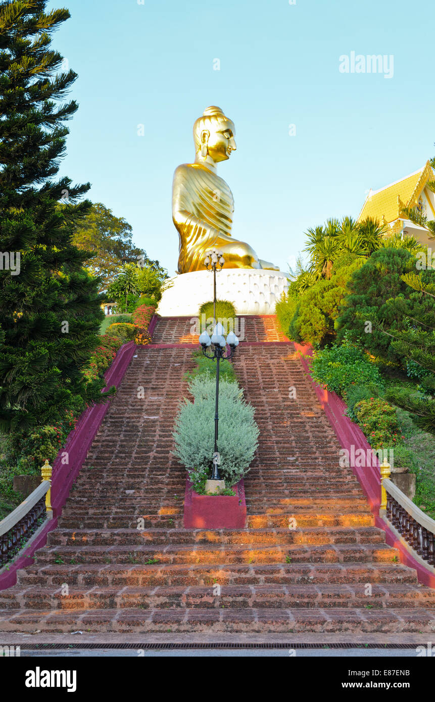 Stairs to Phra Phuttha Kitti Siri Chai buddha statue on Thongchai mountain at Ban Krut in Prachuap Khiri Khan Province of Thaila Stock Photo