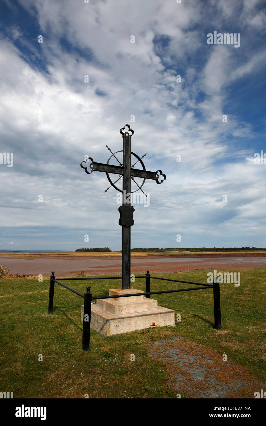 Acadian Memorial Cross, Hortonville, Nova Scotia, Canada Stock Photo