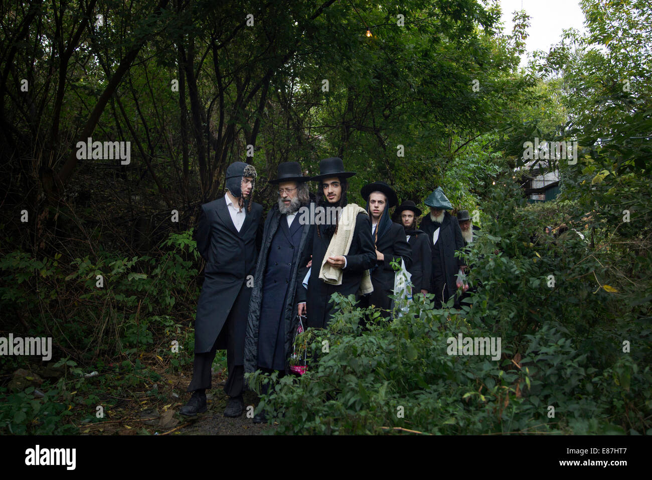 Followers of the Breslov Hasidic Jewish movement make a yearly pilgrimage to Uman Ukraine to visit the grave of Rabbi Nachman. Stock Photo