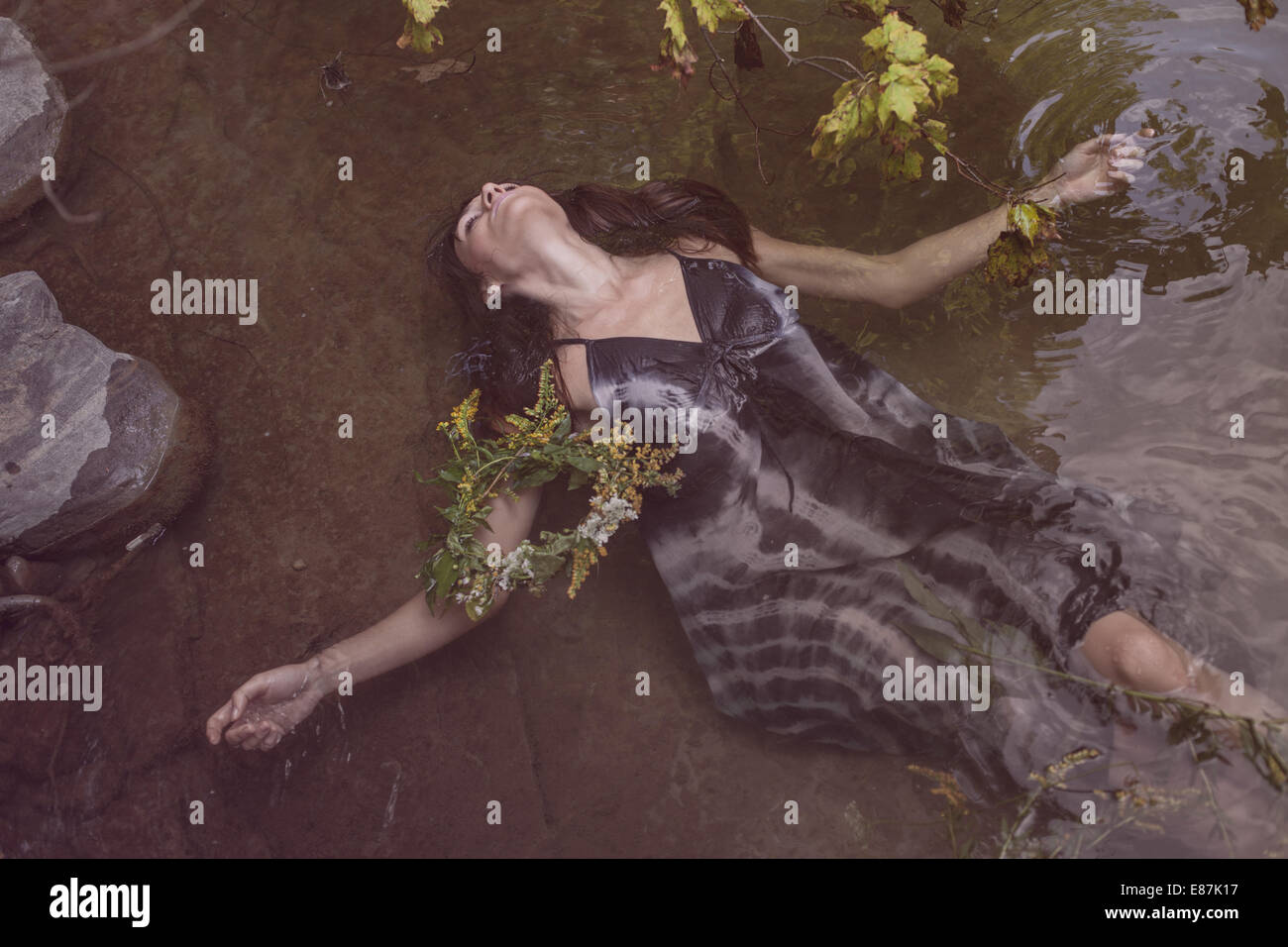 Young beautiful woman in river Stock Photo - Alamy