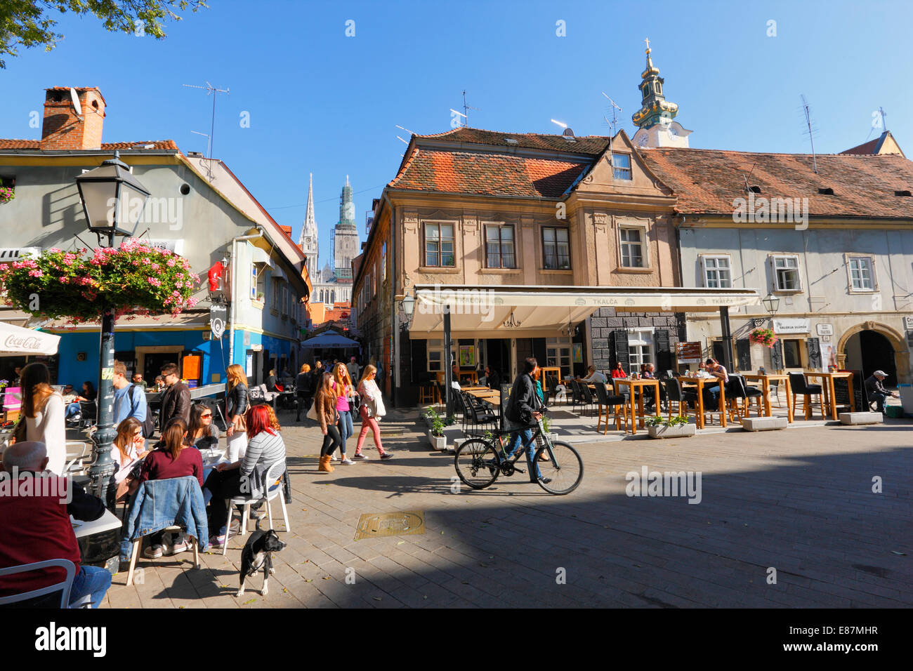 Zagreb cafe bars in Tkalciceva street Stock Photo