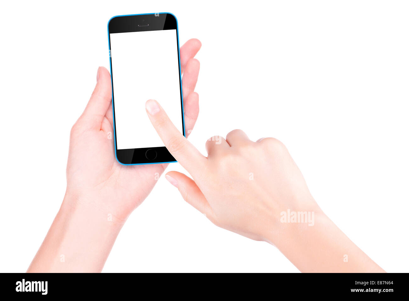 Woman hand holding Black Smartphone with blank screen Stock Photo - Alamy