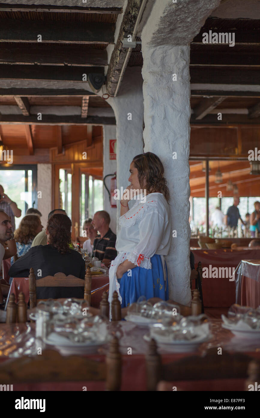 La Gomera, Canary Islands, girl whistling as a form of contact Stock Photo