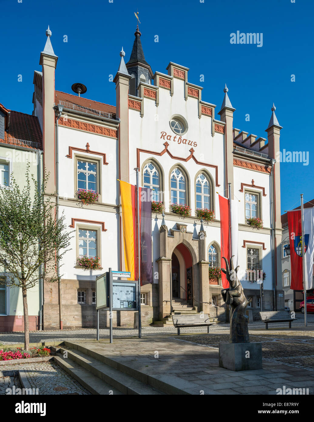 Town Hall of Geisa, 1861, Gothic Revival, Geysa, Rhön Mountains, Thuringia, Germany Stock Photo
