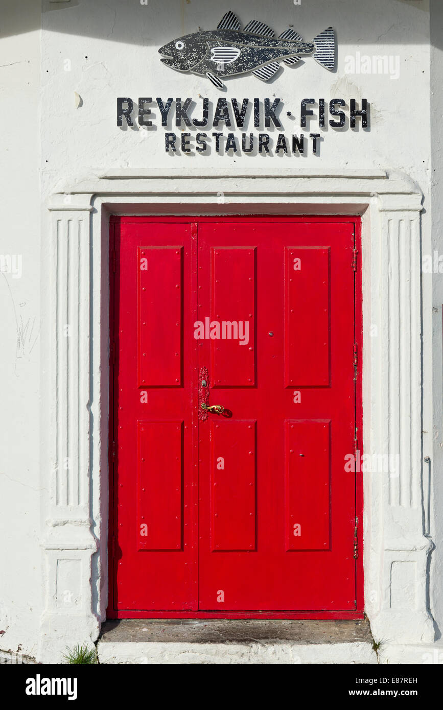 Entrance door to Reykjavik Fish Restaurant, Reykjavik, Iceland Stock Photo