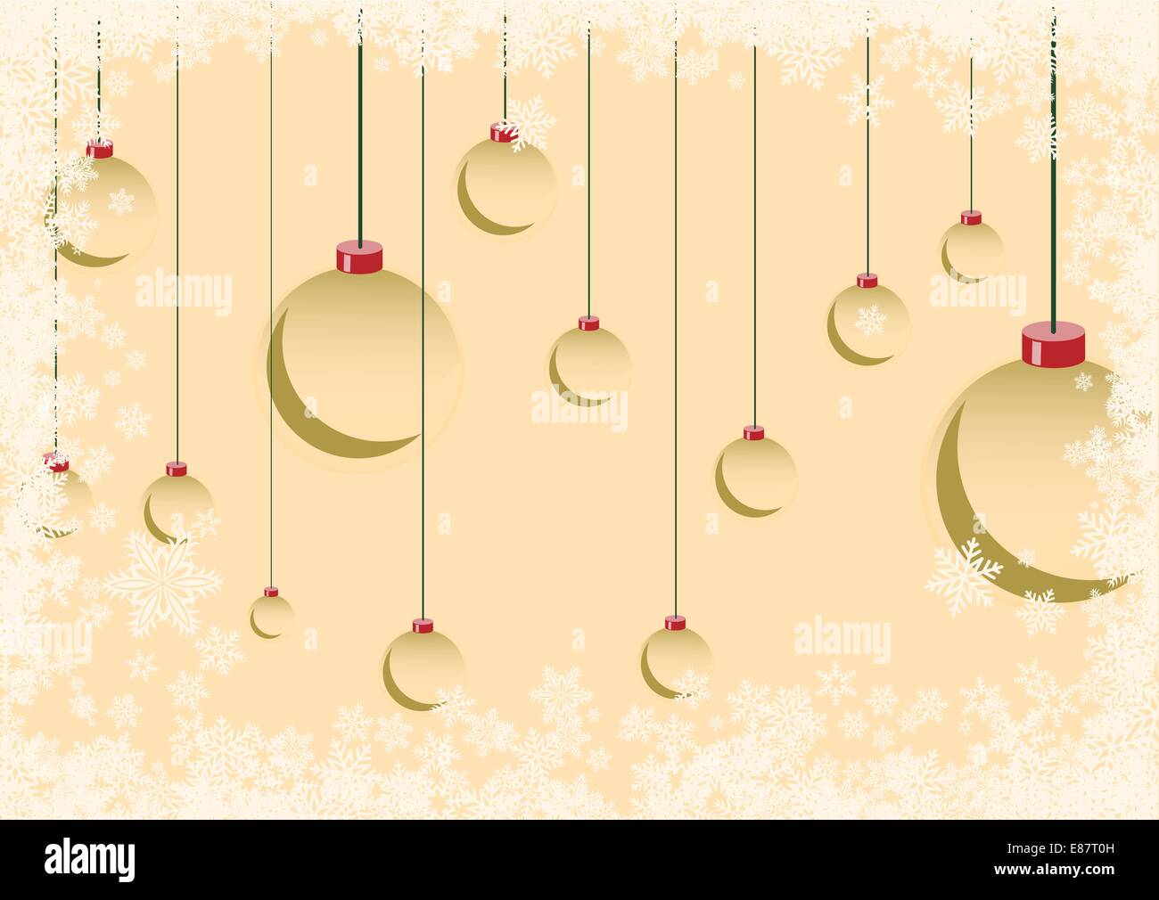 Vector illustration of Red Christmas Balls. Background with snowflakes ...