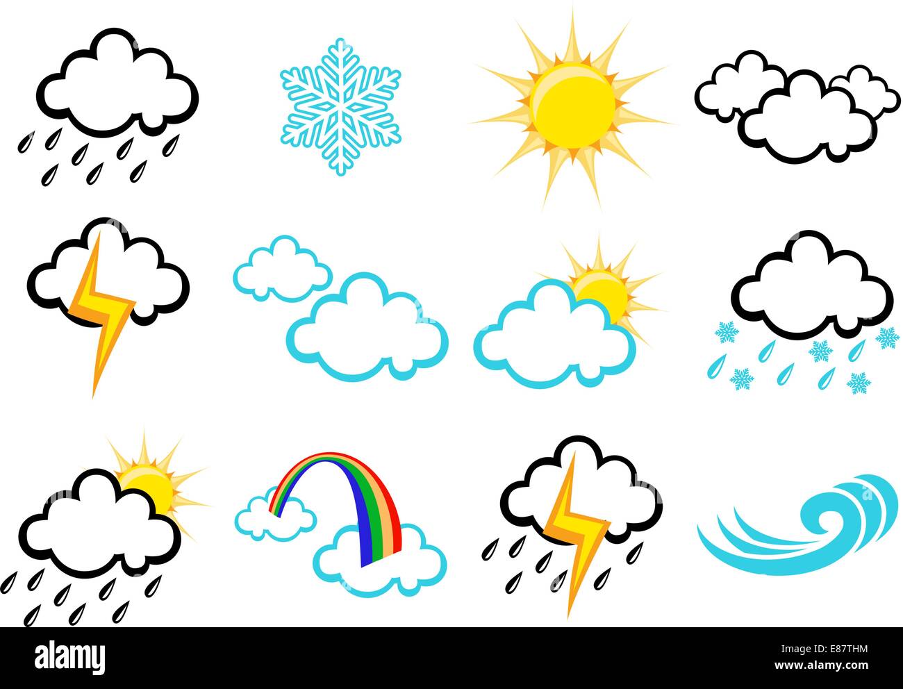 Vector illustration set of elegant Weather Icons for all types of ...