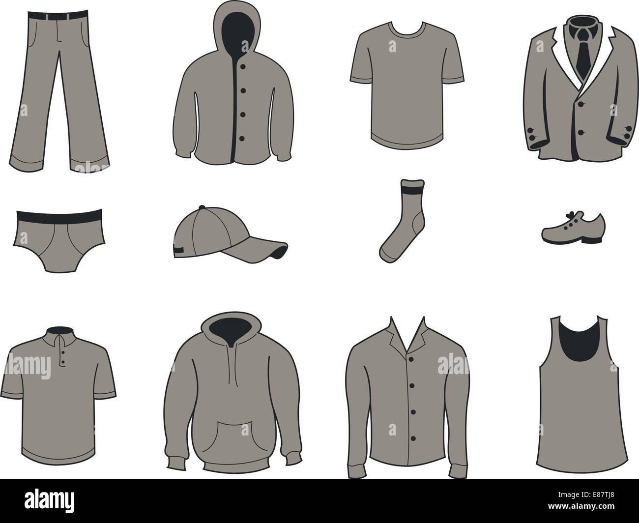 Vector illustration set of fashion Clothing and Accessories Icons Stock ...