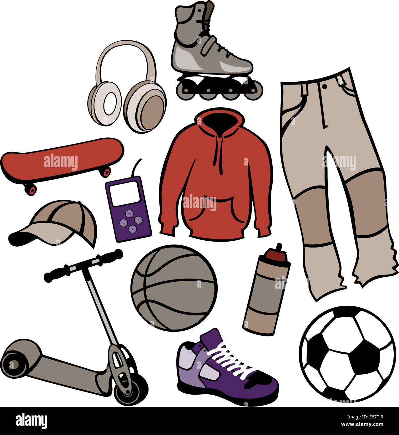 Vector illustration of man accessories set related to urban life style. Stock Vector
