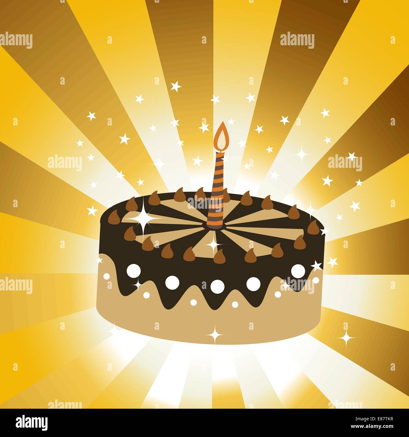 Vector illustration of birthday cake with the candle Stock Vector Image ...