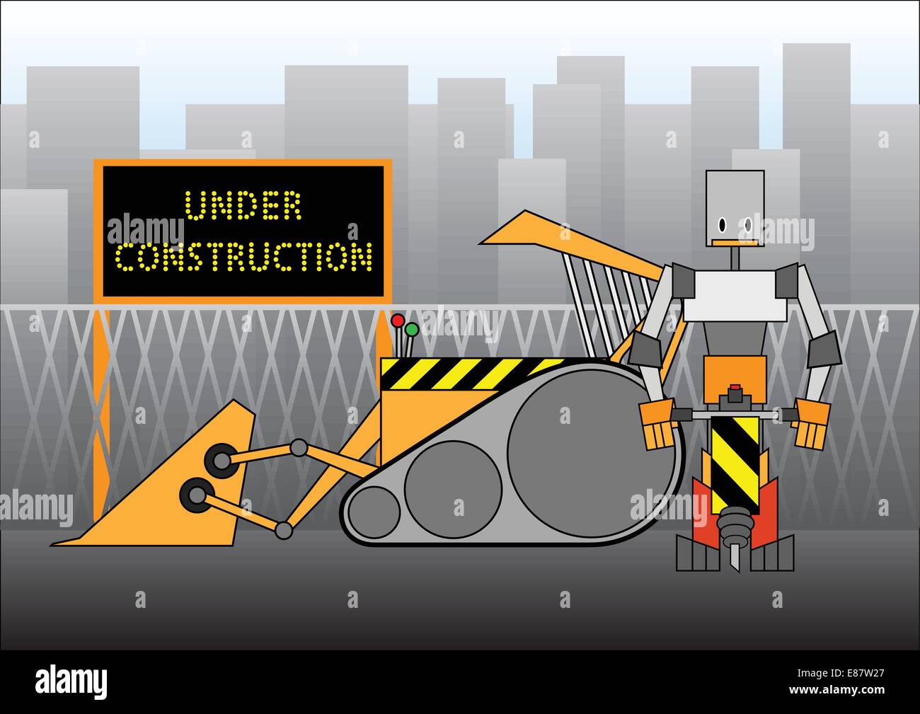 Vector illustration of 'under construction' design, includes the worker ...