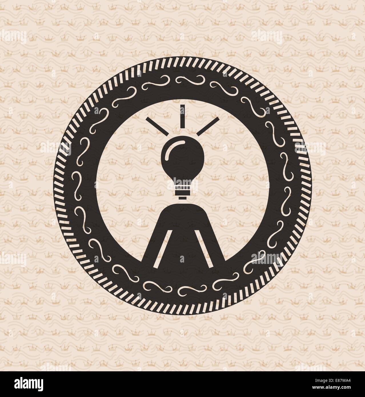 Vintage retro label : human ideas , resources icon Stock ...