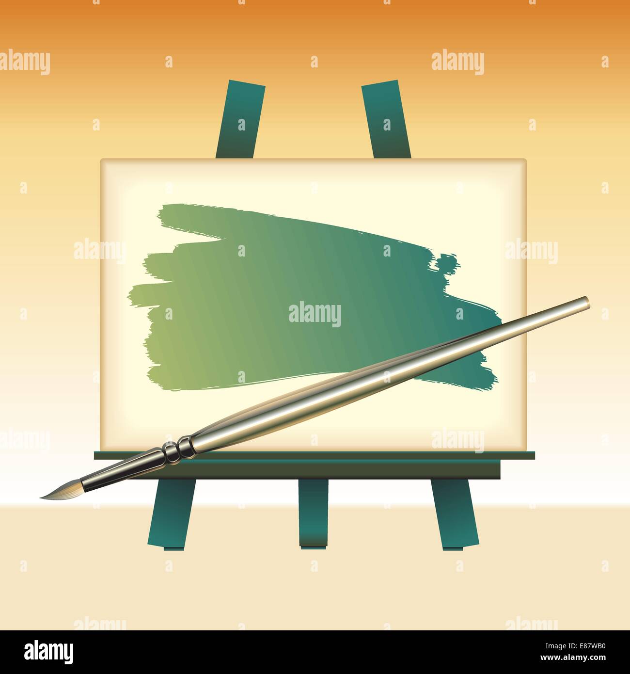 Vector Illustration of the canvas board and color brush Stock Vector