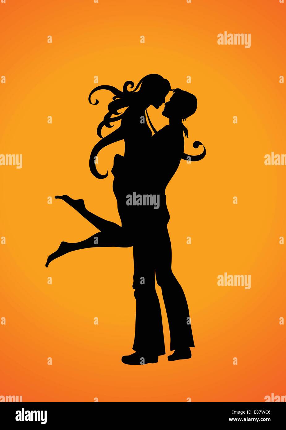 Vector Illustration Silhouette of the romantic couple Stock Vector ...
