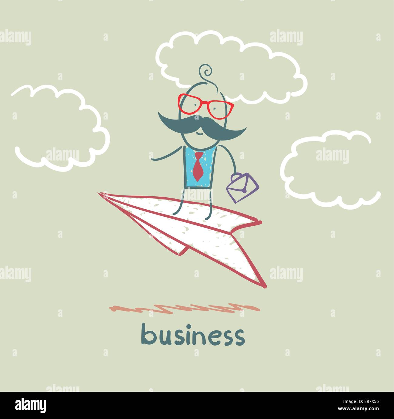 businessman flying on a paper airplane Stock Vector Image & Art - Alamy