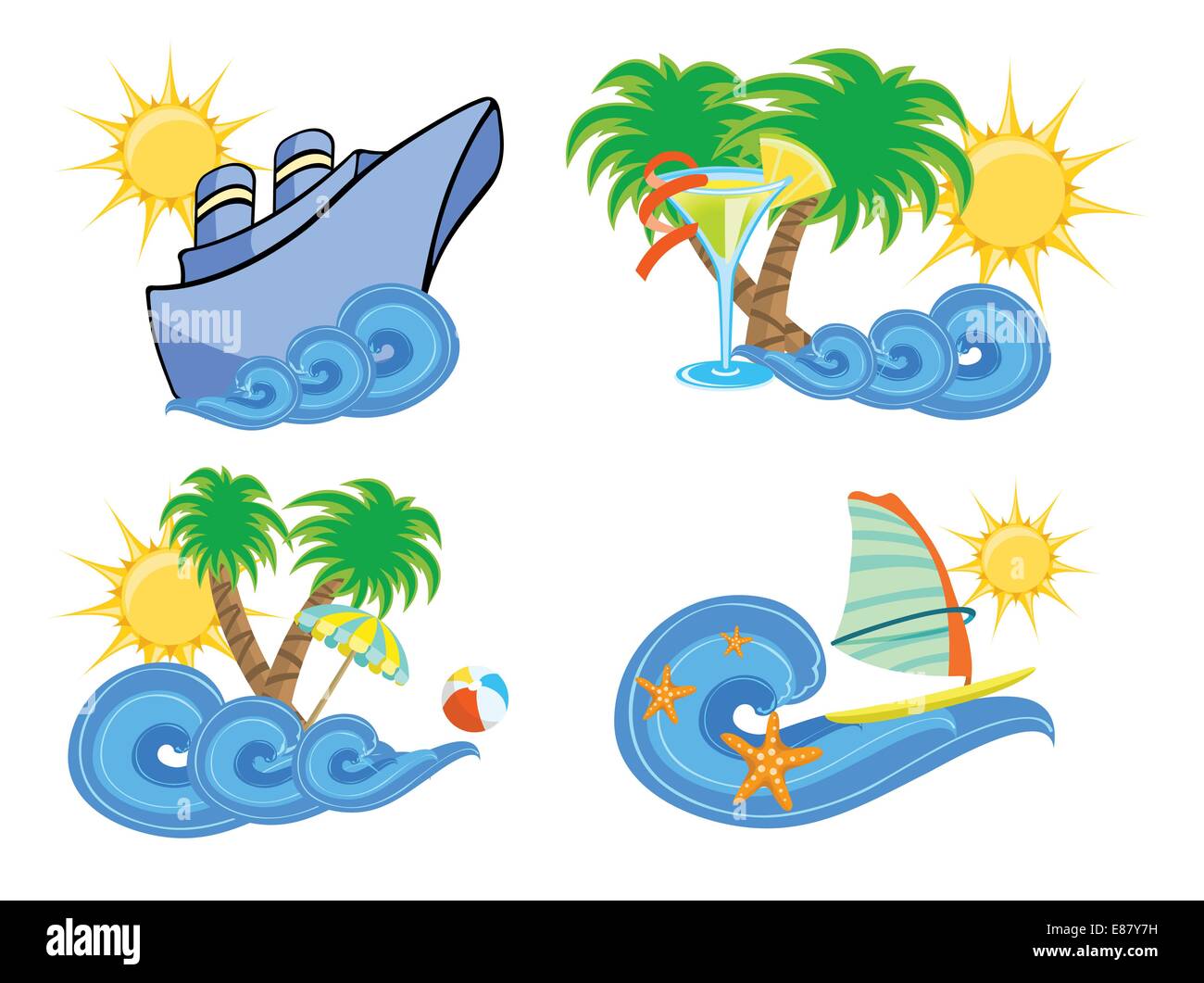 Vector illustration of summer beach insignia set Stock Vector Image ...