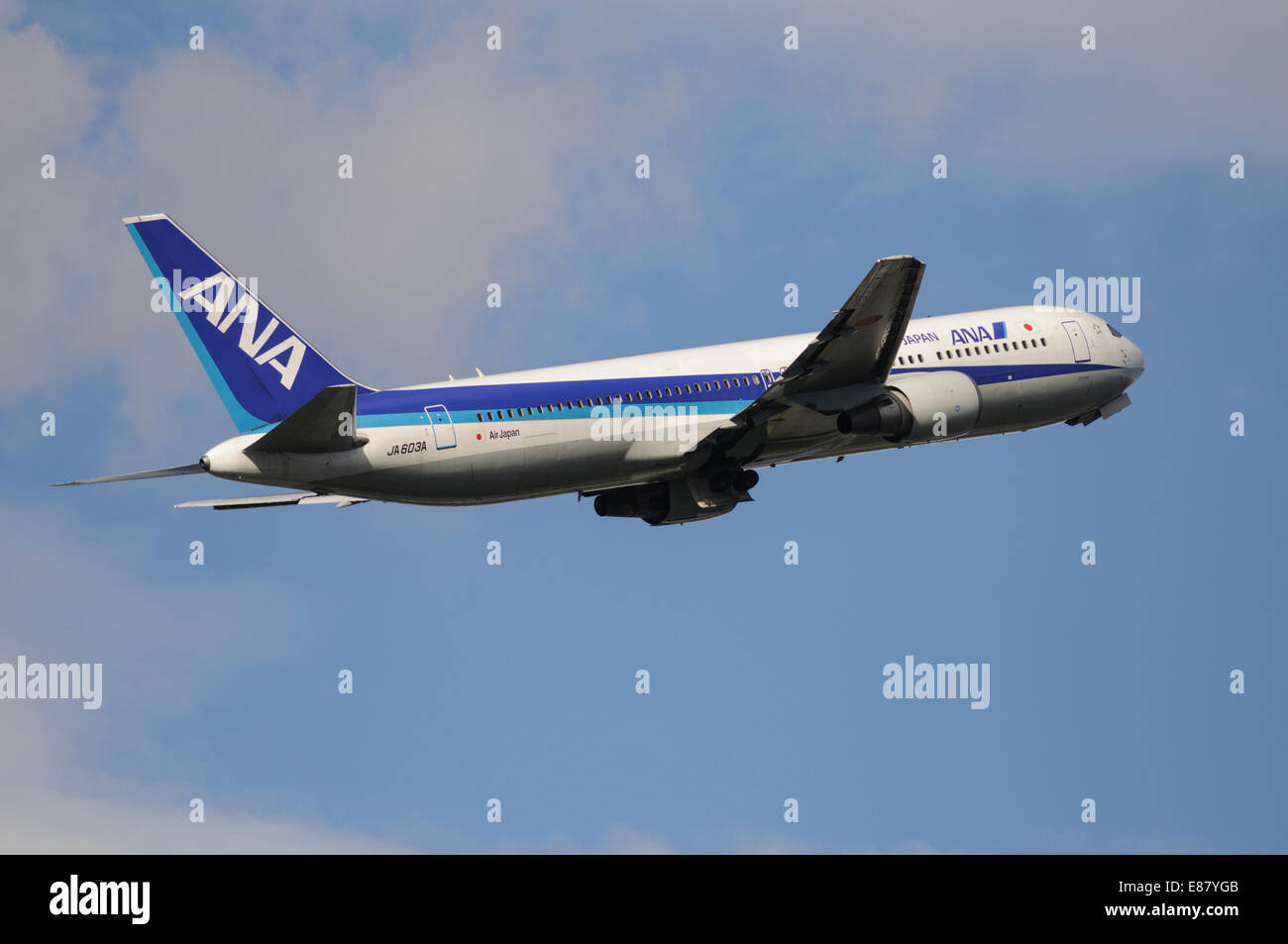All Nippon Airways ANA Boeing 767-300ER JA603A wide-body airliner airborne Stock Photo