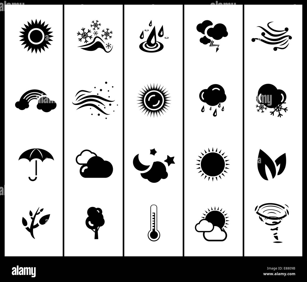 Set of black weather and nature icons Stock Vector Image & Art - Alamy
