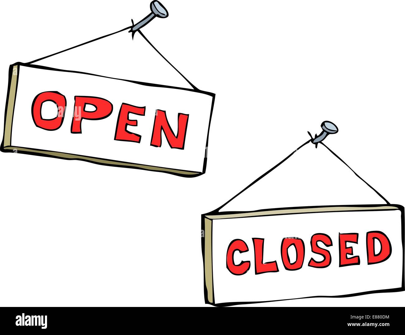 Cartoon signs open and closed vector illustration Stock Vector