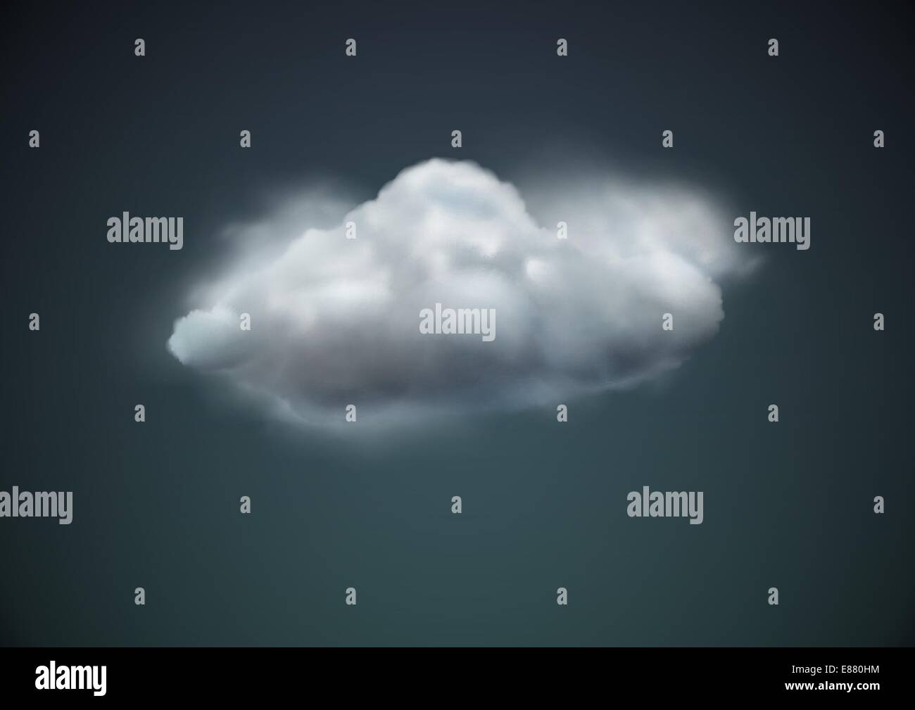 Vector illustration of cool single weather icon -  cloud floats in the dark sky Stock Vector