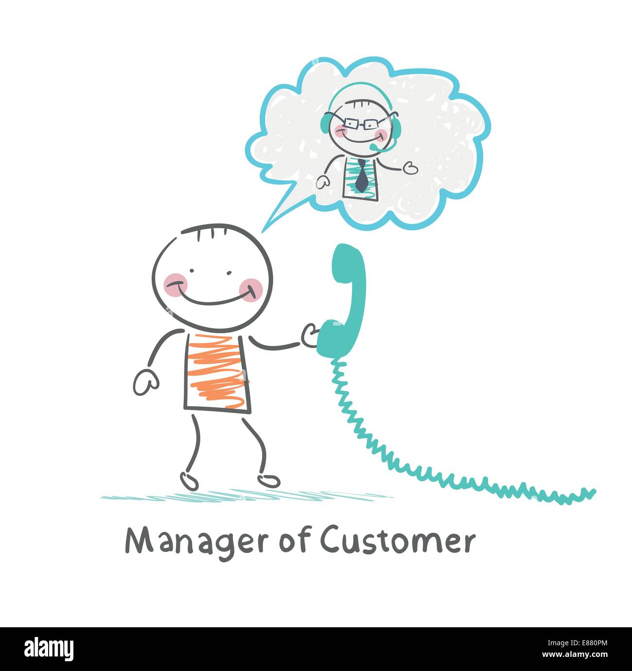Manager of Customer talking on headphones with the client Stock Vector