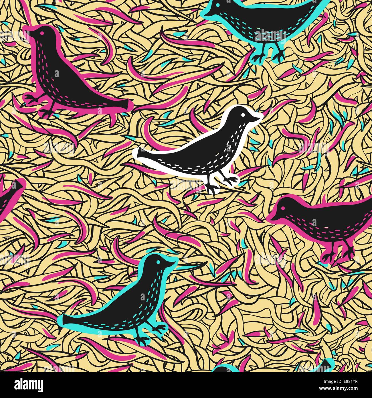 Vintage birds nest drawing Stock Vector Images - Alamy