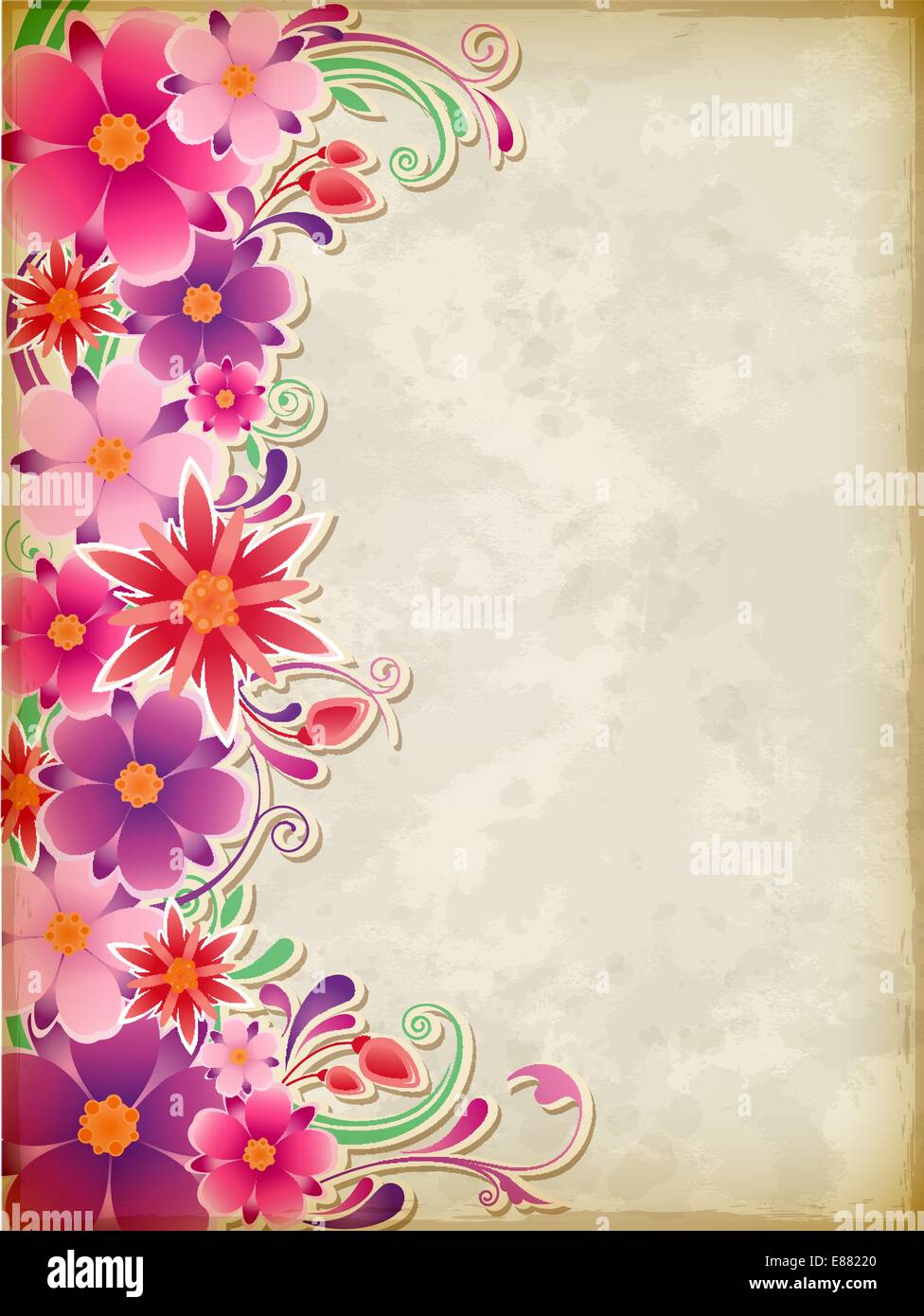 Vector vintage background with pink flowers Stock Vector Image & Art ...