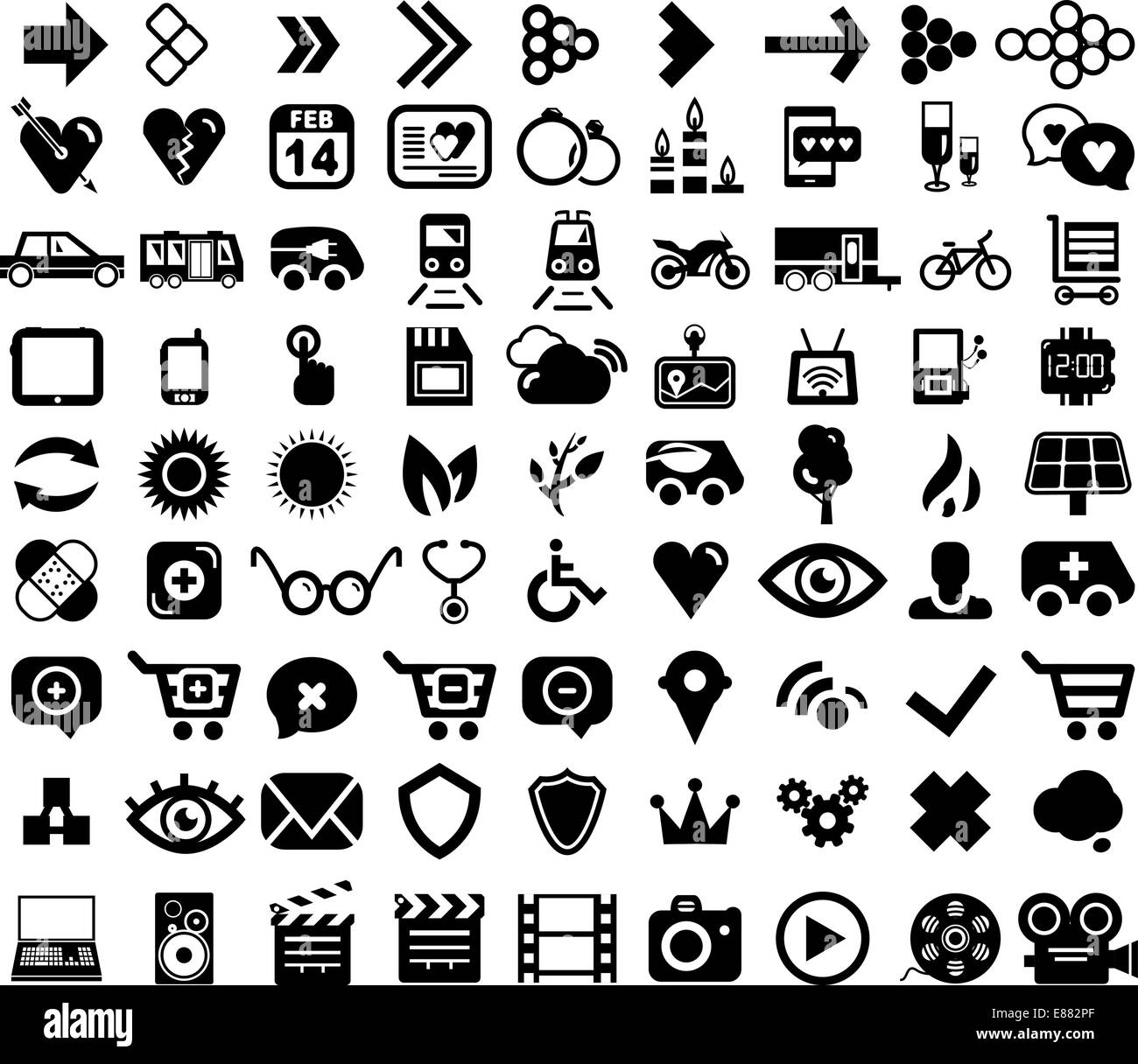 Big set of black web icons isolated on white. Vector Stock Vector Image ...