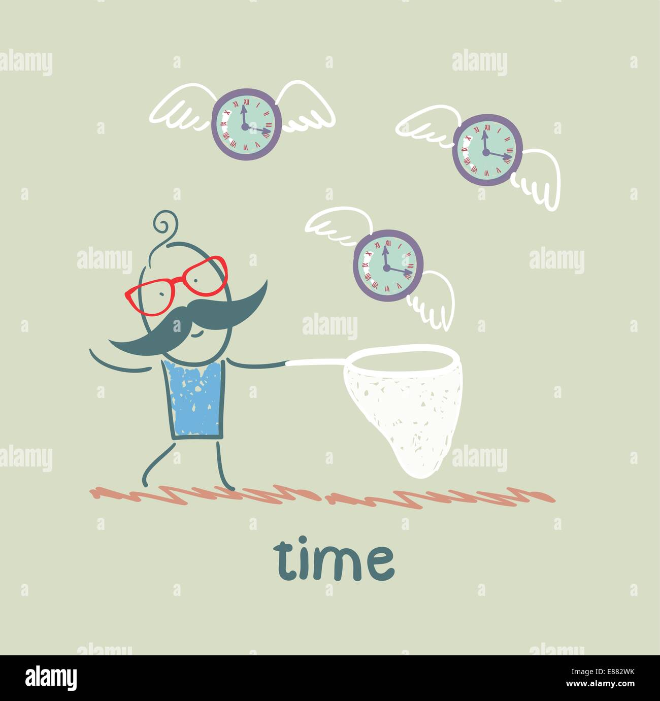 Идти в ногу со временем. Time to catch. Time to catch. Catch up with. Man cartoon.