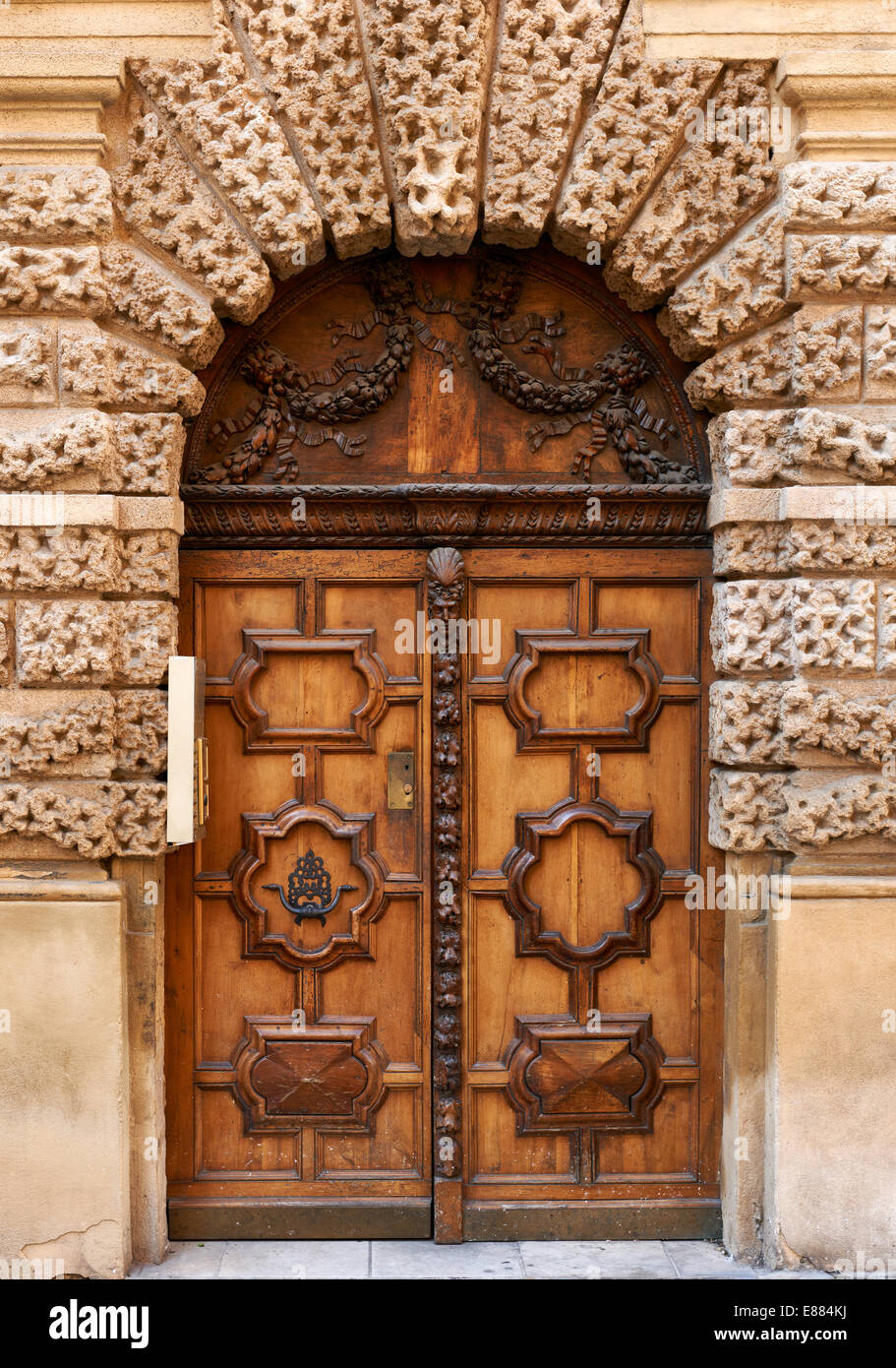 Wooden door from the old part of Aix en Provence, France Stock Photo
