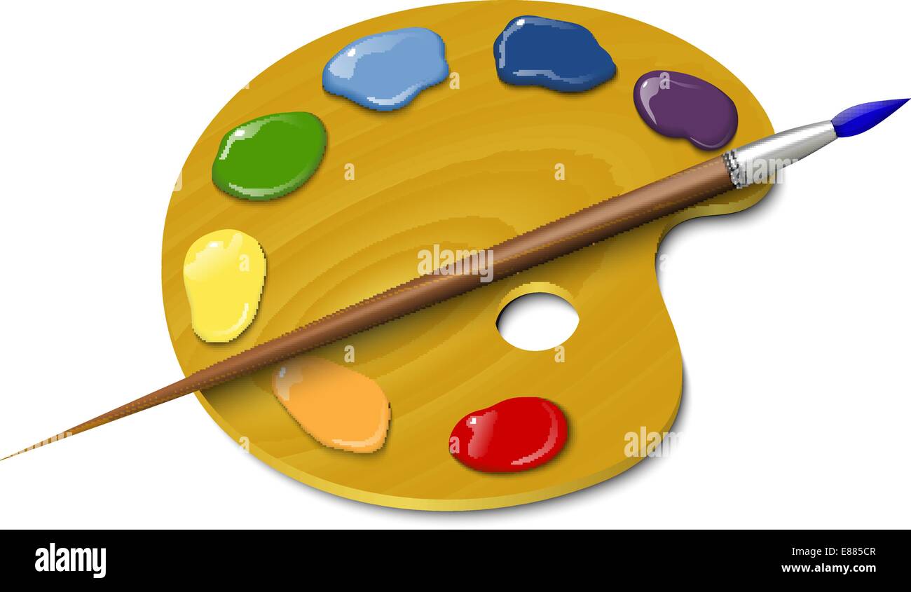 Wooden palette with a brush Stock Vector Image & Art - Alamy