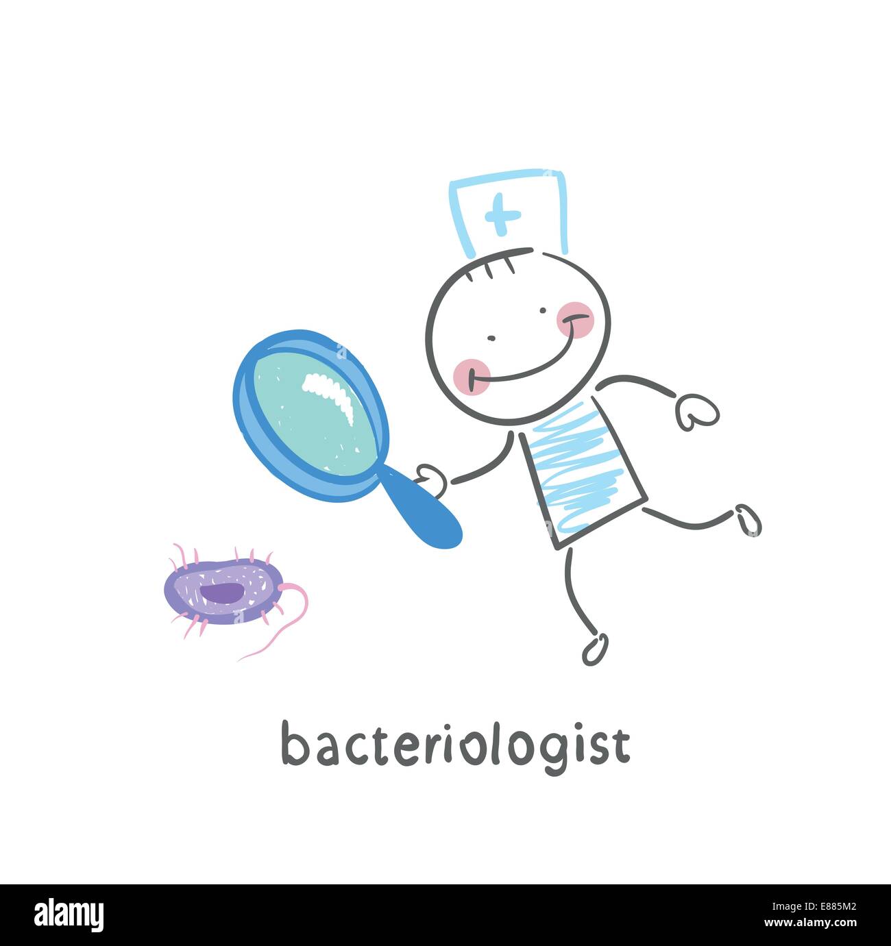 Female scientist looks through microscope Stock Vector Images - Alamy