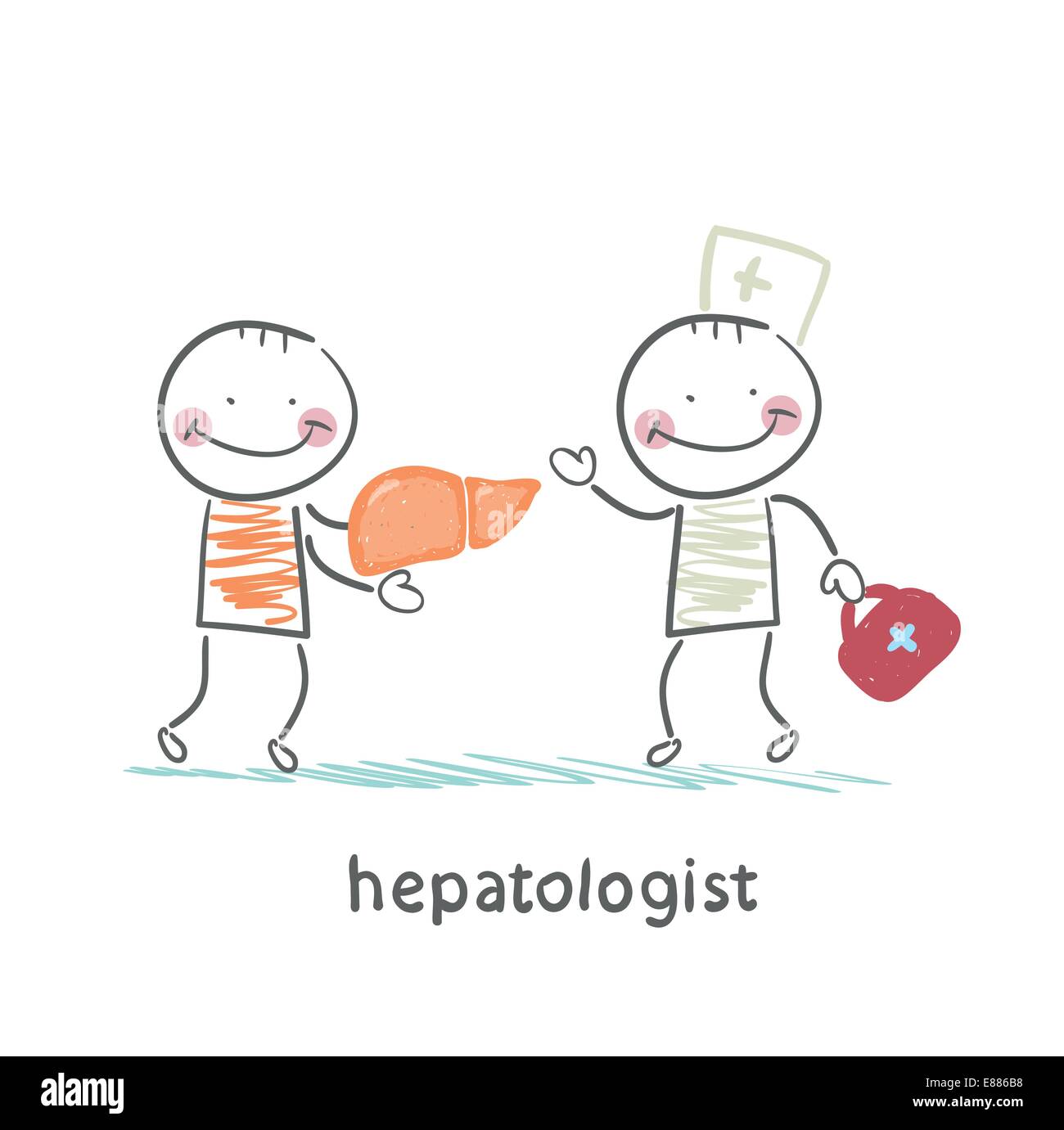 hepatologist cured patient liver Stock Vector