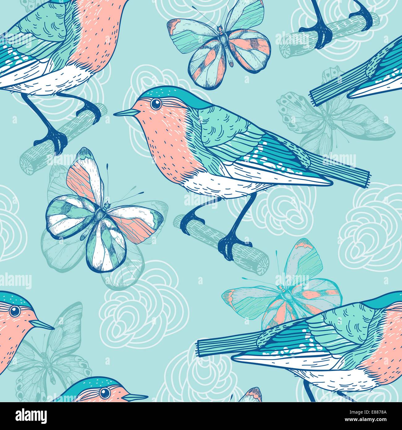 Seamless pattern butterflies vector Stock Vector Images - Alamy
