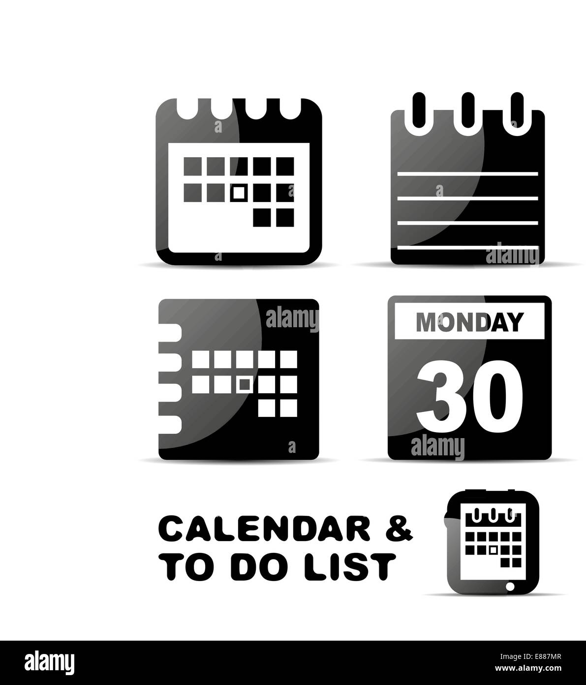 Black vector glossy calendar icon set Stock Vector Image & Art - Alamy