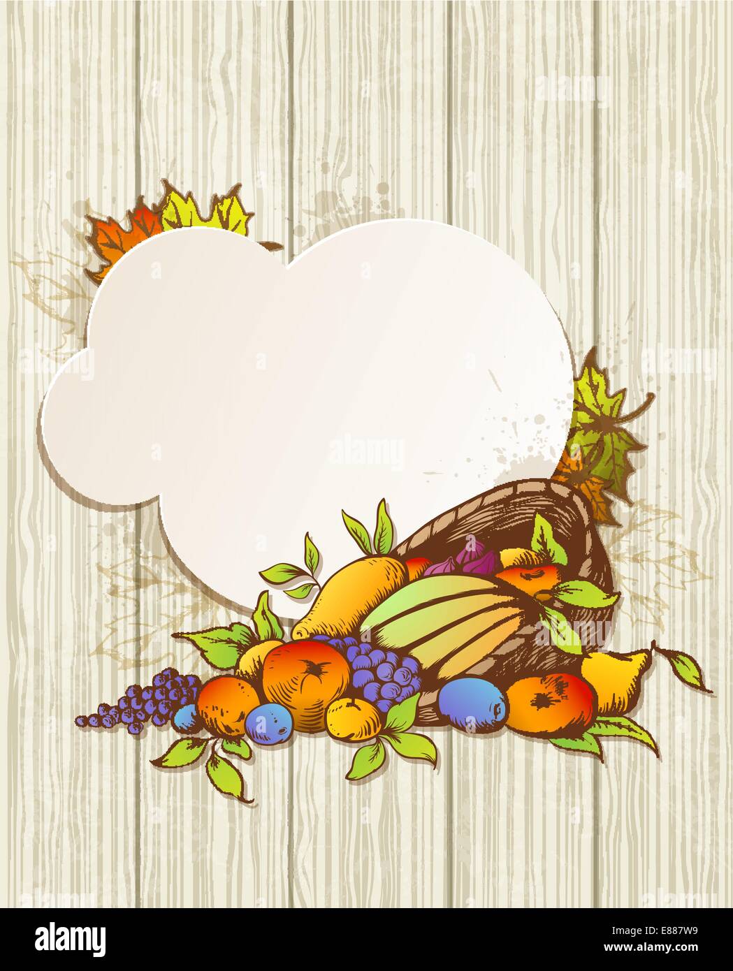 Autumn background with ripe fruits and leaves Stock Vector Image & Art ...