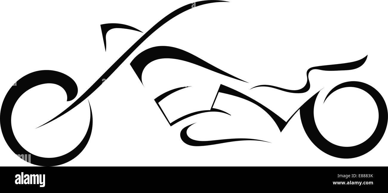 Black silhouette of a motorcycle on a white background Stock Vector Art