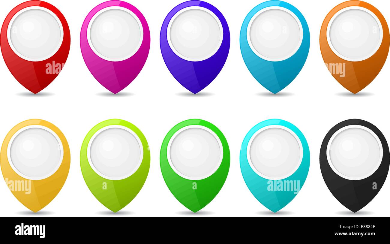 Set of round 3D map pointers Stock Vector Image & Art - Alamy