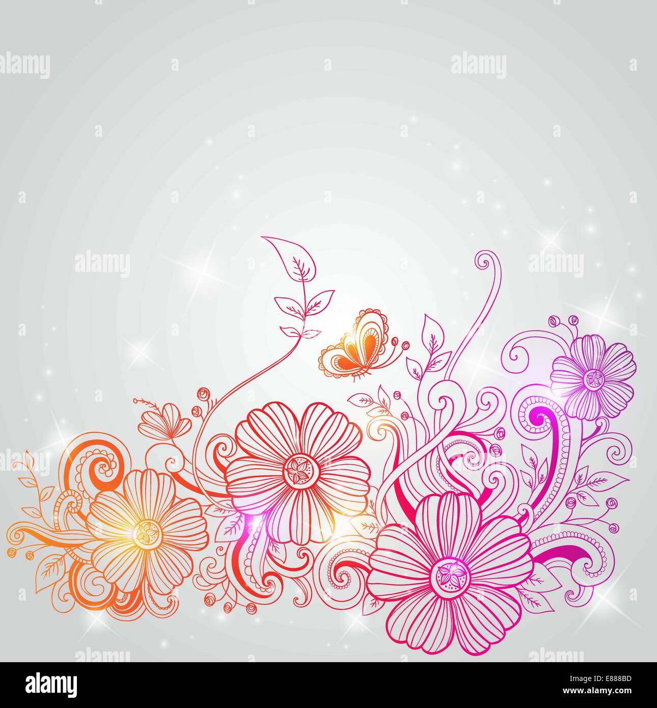 Vector decorative hand drawn background with flowers Stock Vector Image ...