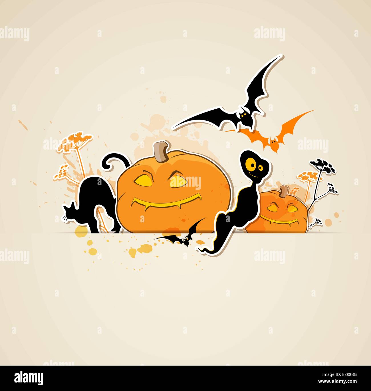 Halloween vector background with pumpkins and ghost Stock Vector Image ...