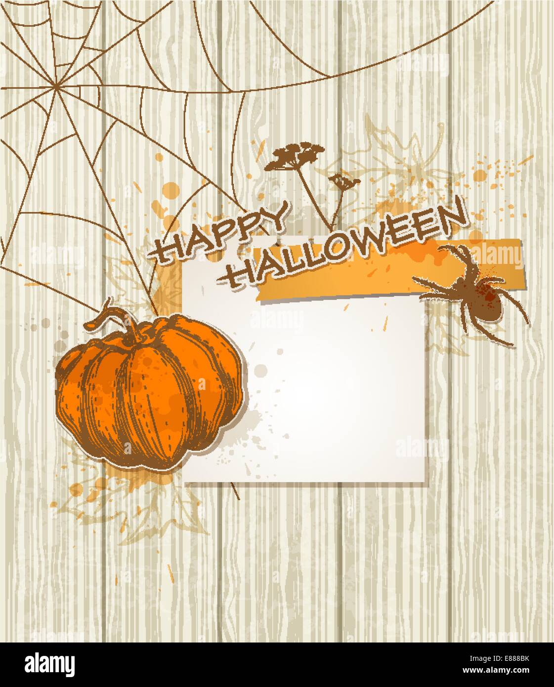 Vector Halloween background with paper and pumpkin Stock Vector Image ...